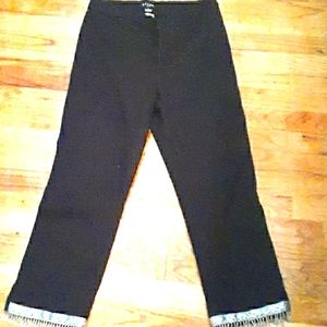 Guess black stretchy jeans with detail beading on bottom size large